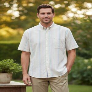 Phat Farm Shirt Pastel Striped Button Front Short Sleeve Mens Size 3XL